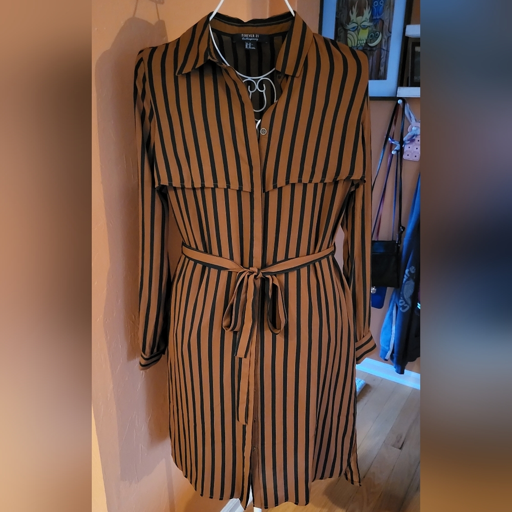 Button up orange stripe dress